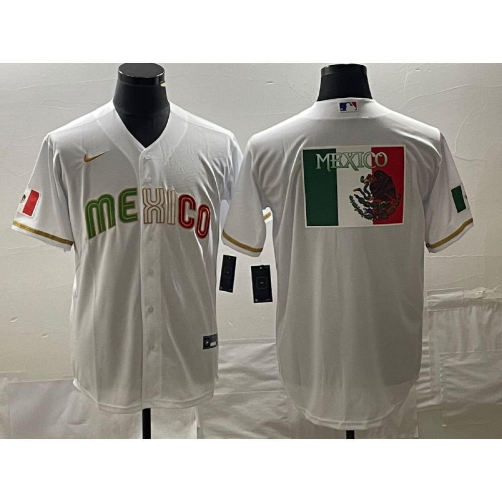 Men's Mexico Baseball White 2023 World Baseball Classic Team Big Logo Stitched Jersey Men's Mexico Baseball White 2023 World Baseball Classic Team Big Logo Stitched Jersey