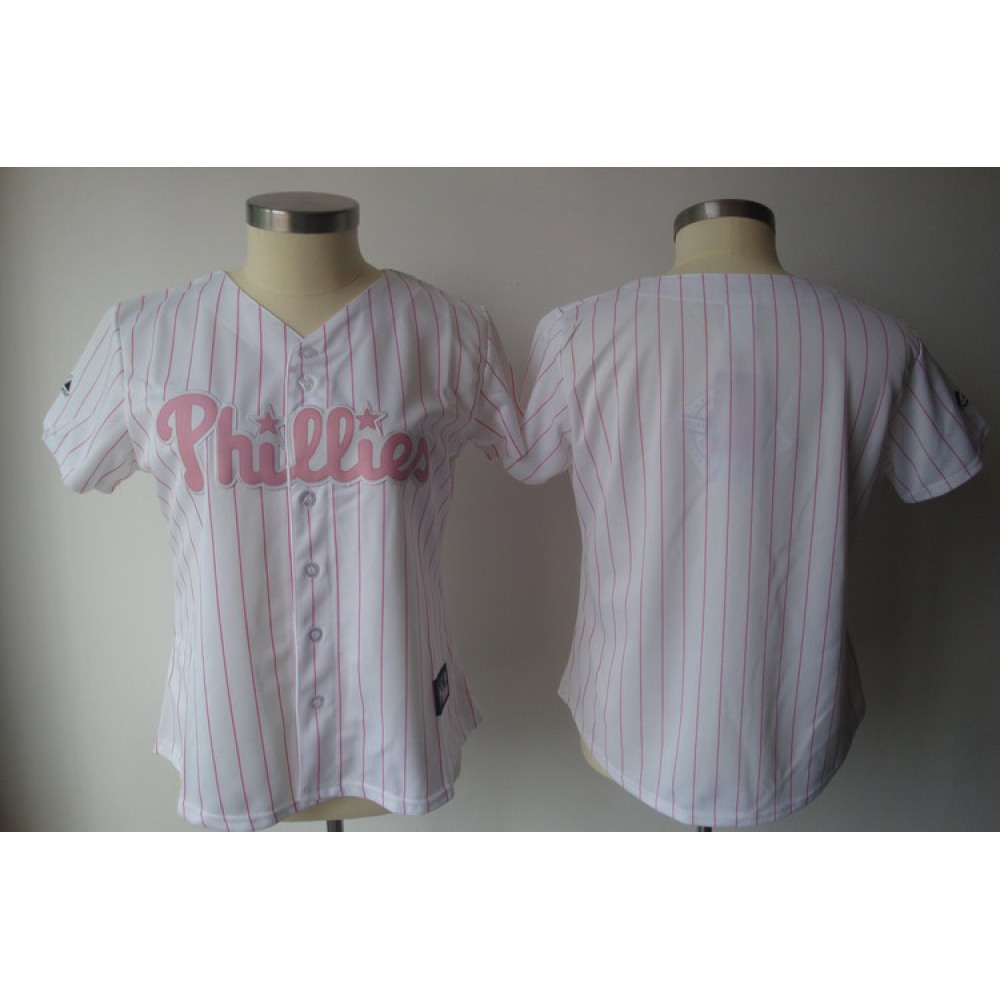 Phillies Blank White With Pink Strip Women's Fashion Stitched MLB Jersey Phillies Blank White With Pink Strip Women's Fashion Stitched MLB Jersey