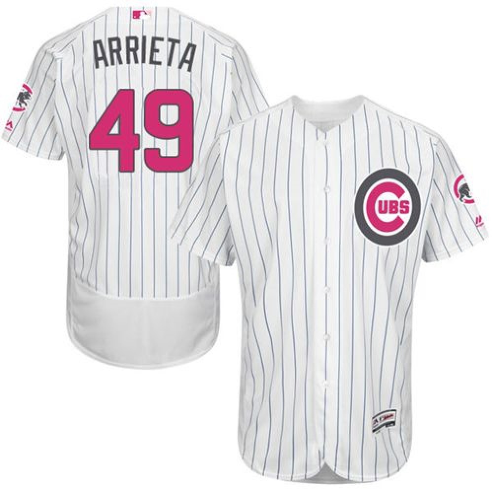 Cubs #49 Jake Arrieta White(Blue Strip) Flexbase Authentic Collection 2016 Mother's Day Stitched MLB Jersey Cubs #49 Jake Arrieta White(Blue Strip) Flexbase Authentic Collection 2016 Mother's Day Stitched MLB Jersey