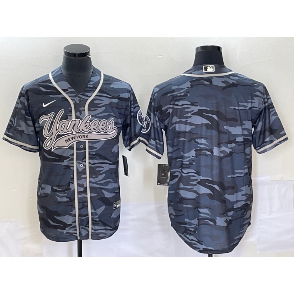 Men's New York Yankees Blank Gray Camo With Patch Cool Base Stitched Baseball Jersey Men's New York Yankees Blank Gray Camo With Patch Cool Base Stitched Baseball Jersey