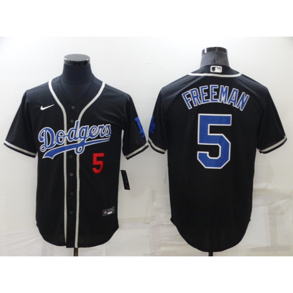 Men's Los Angeles Dodgers #5 Freddie Freeman Black Cool Base Stitched Baseball Jersey Men's Los Angeles Dodgers #5 Freddie Freeman Black Cool Base Stitched Baseball Jersey