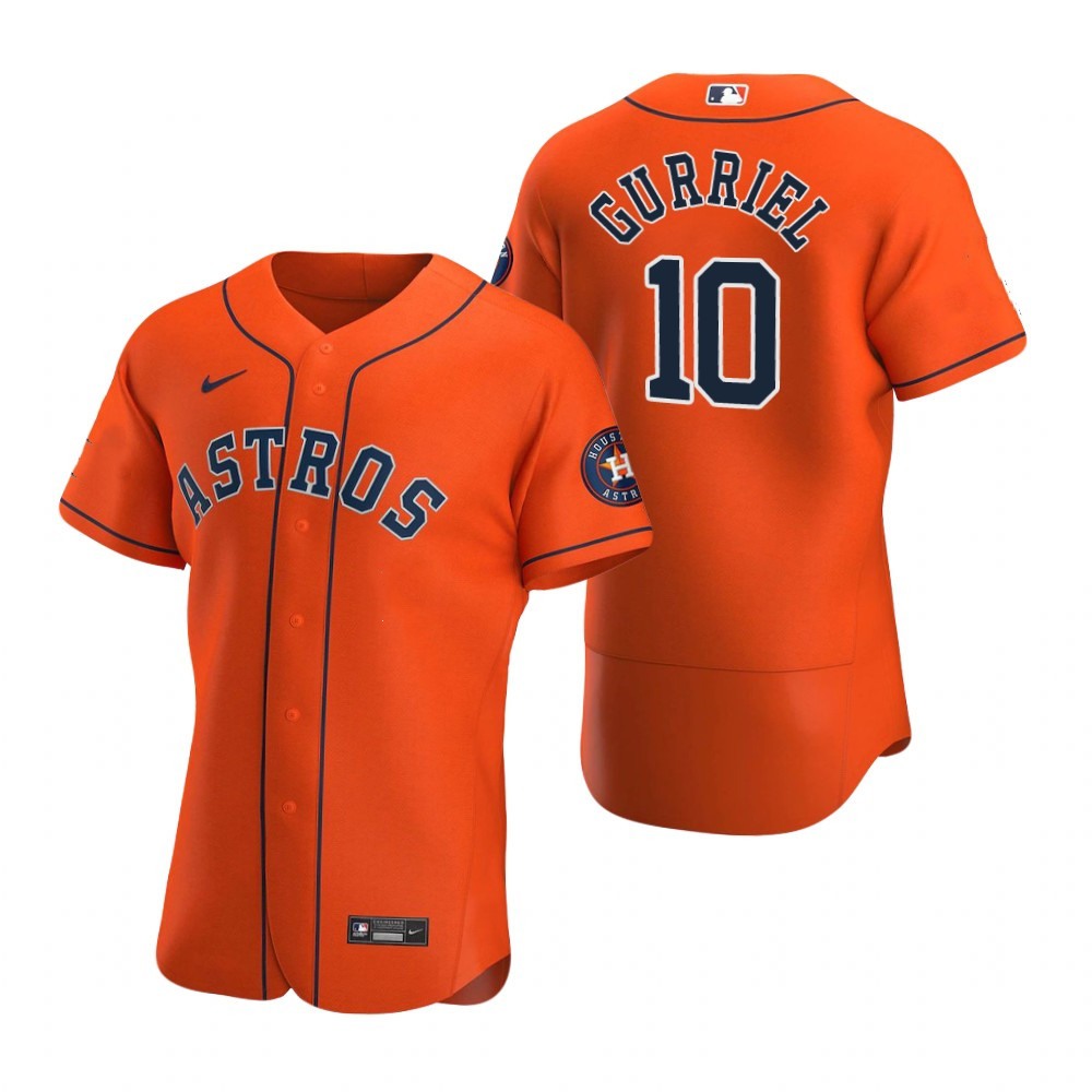 Men's Houston Astros #10 Yuli Gurriel Orange Flex Base Stitched Jersey Men's Houston Astros #10 Yuli Gurriel Orange Flex Base Stitched Jersey