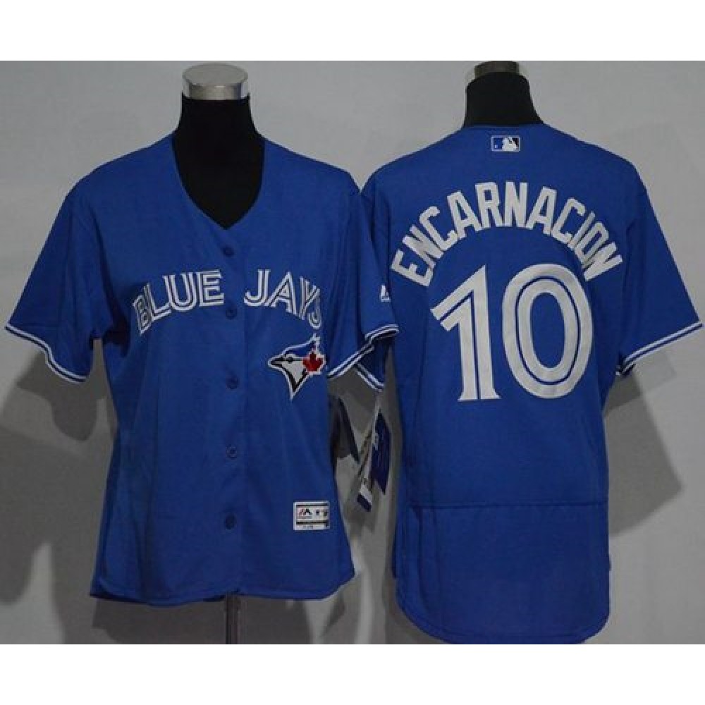 Blue Jays #10 Edwin Encarnacion Blue Flexbase Authentic Women's Stitched MLB Jersey Blue Jays #10 Edwin Encarnacion Blue Flexbase Authentic Women's Stitched MLB Jersey