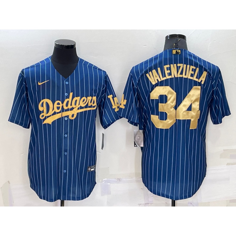 Men's Los Angeles Dodgers #34 Fernando Valenzuela Navy Gold Cool Base Stitched Baseball Jersey Men's Los Angeles Dodgers #34 Fernando Valenzuela Navy Gold Cool Base Stitched Baseball Jersey