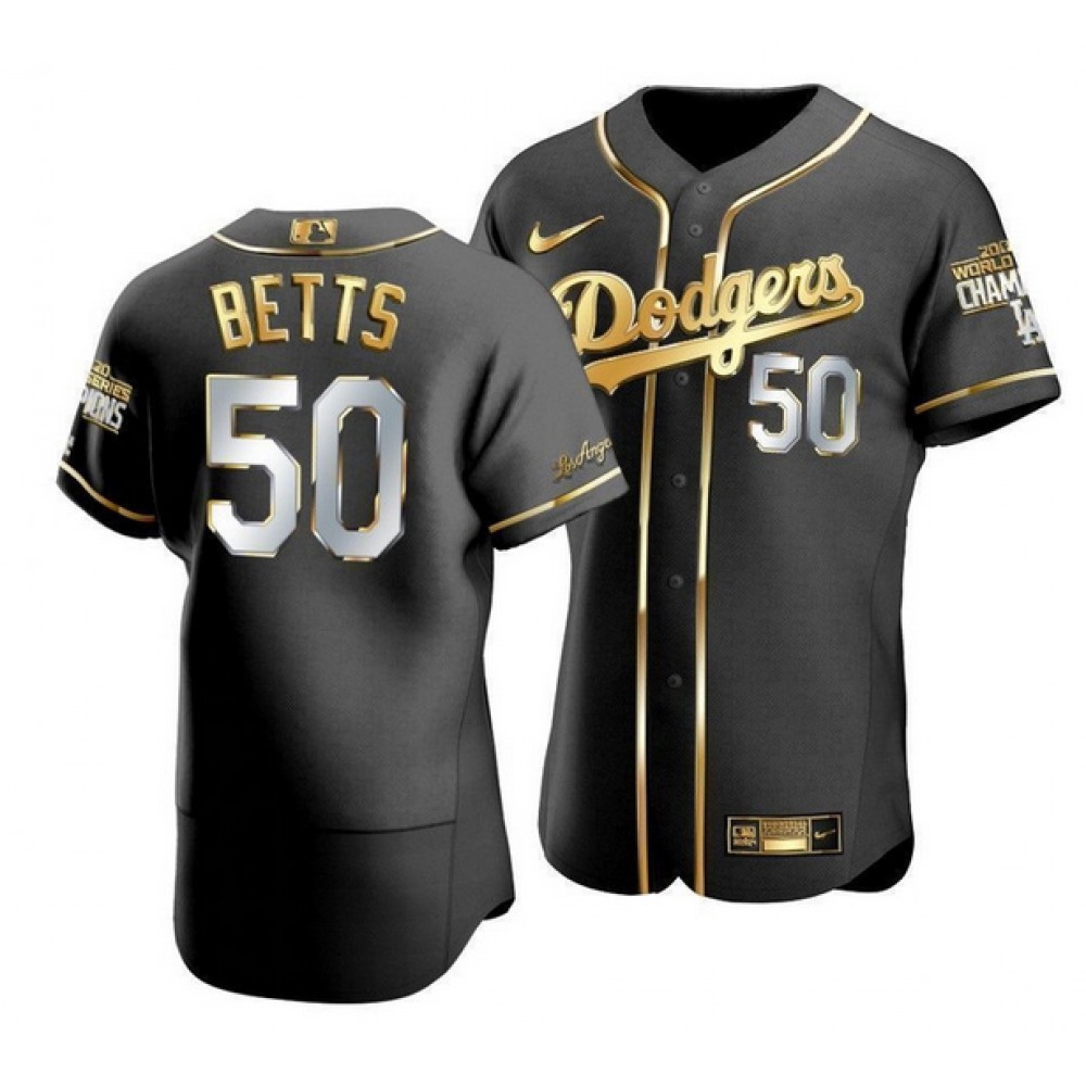 Men's Los Angeles Dodgers #50 Mookie Betts Black/Gold Edition Championship Flex Base Stitched jersey Men's Los Angeles Dodgers #50 Mookie Betts Black/Gold Edition Championship Flex Base Stitched jersey