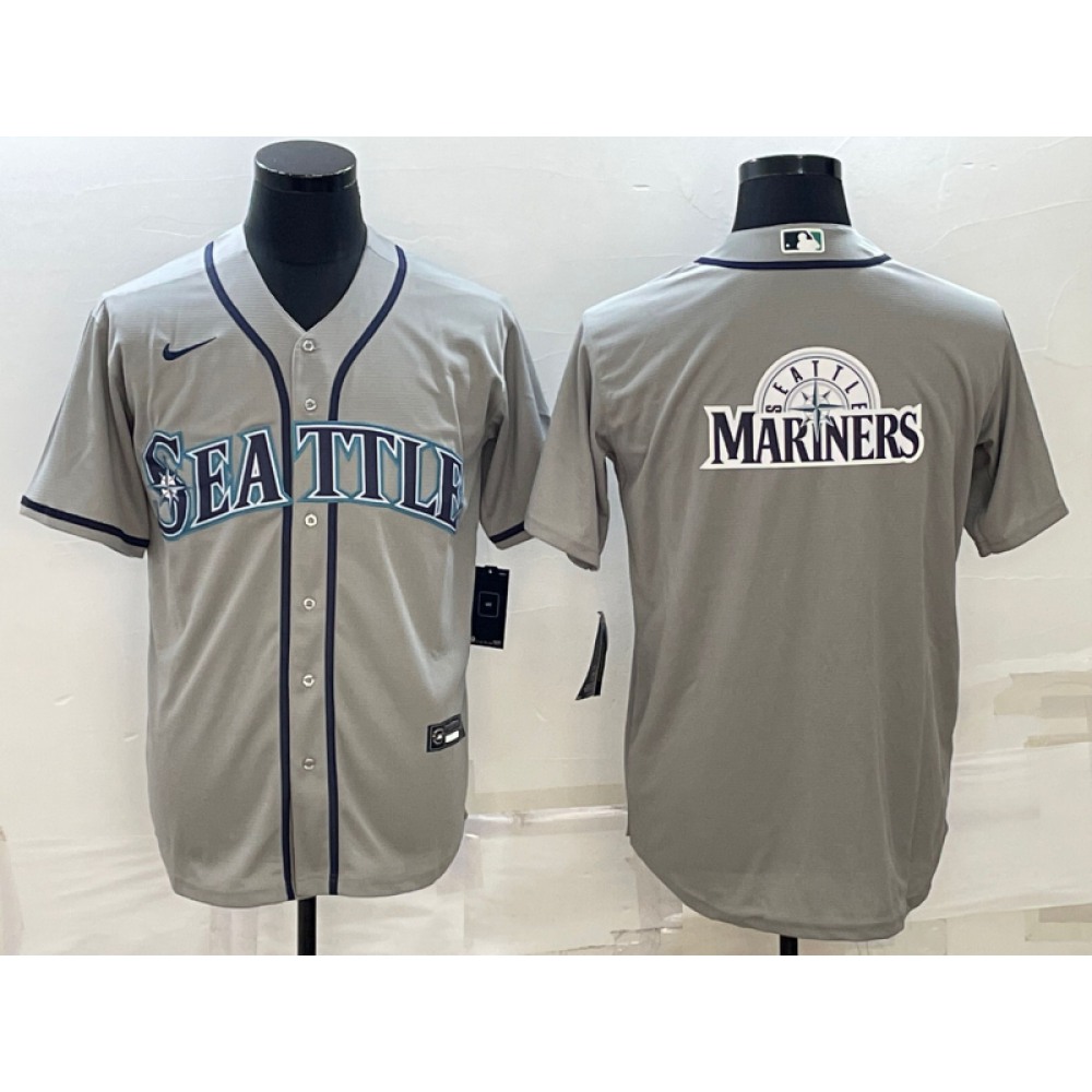 Men's Seattle Mariners Gray Team Big Logo Cool Base Stitched jersey Men's Seattle Mariners Gray Team Big Logo Cool Base Stitched jersey