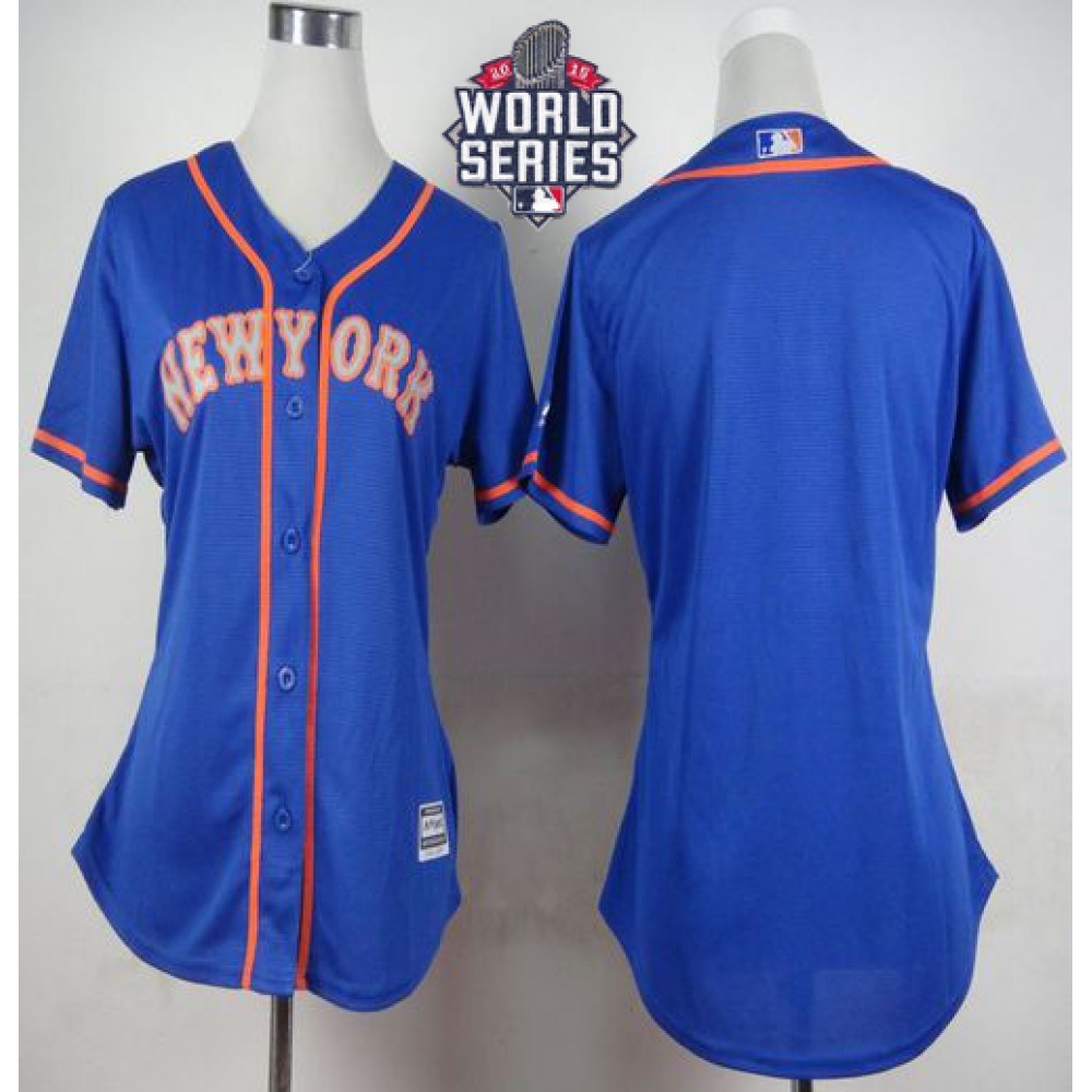 Mets Blank Blue Alternate Road W/2015 World Series Patch Women's Stitched MLB Jersey Mets Blank Blue Alternate Road W/2015 World Series Patch Women's Stitched MLB Jersey