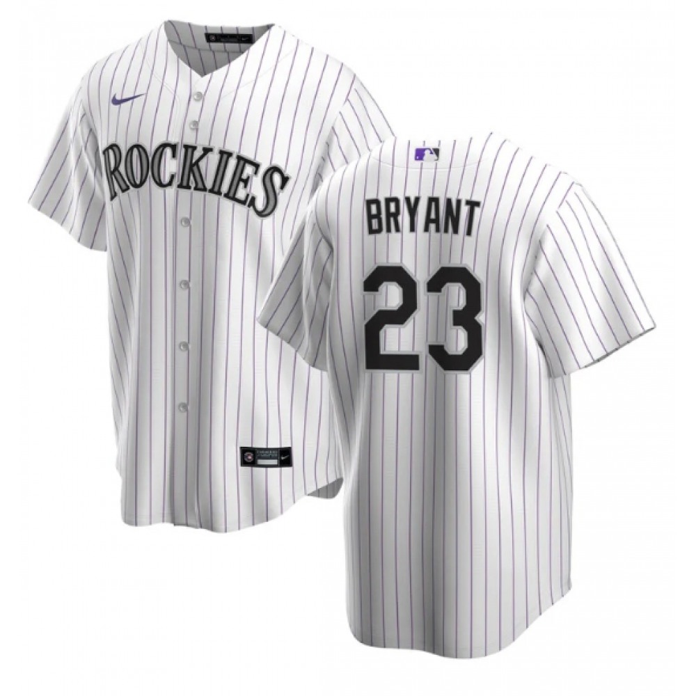 Men's Colorado Rockies #23 Kris Bryant White Stitched Baseball Jersey Men's Colorado Rockies #23 Kris Bryant White Stitched Baseball Jersey