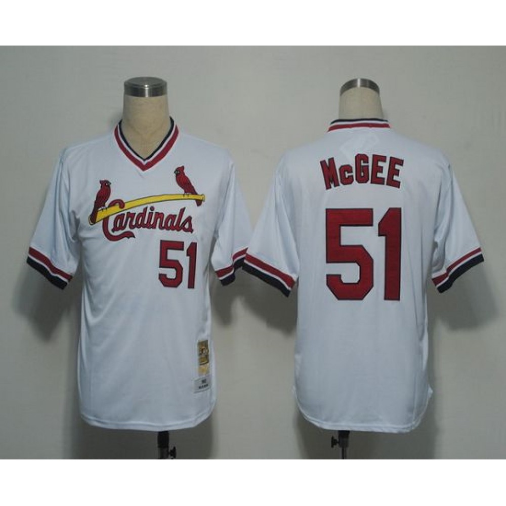 Mitchell And Ness Cardinals #51 Willie McGee White Throwback Stitched MLB Jersey
