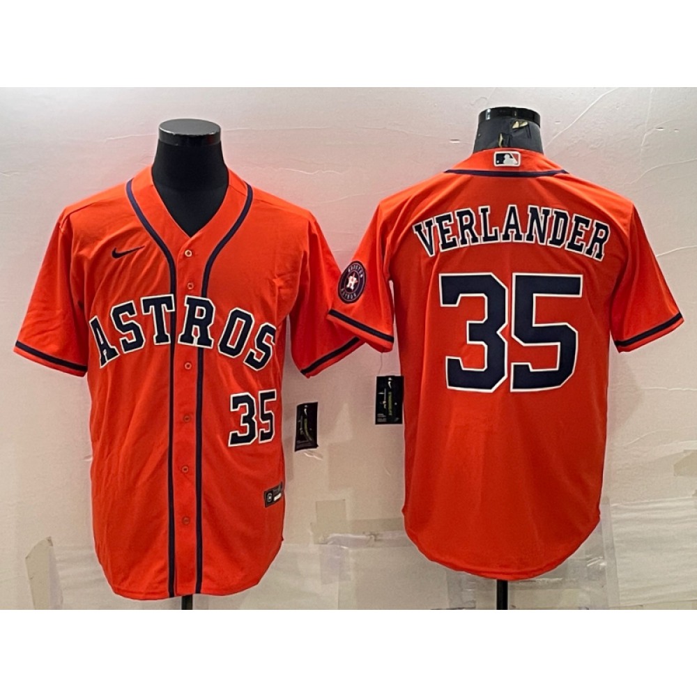 Men's Houston Astros #35 Justin Verlander Orange With Patch Cool Base Stitched Jersey Men's Houston Astros #35 Justin Verlander Orange With Patch Cool Base Stitched Jersey