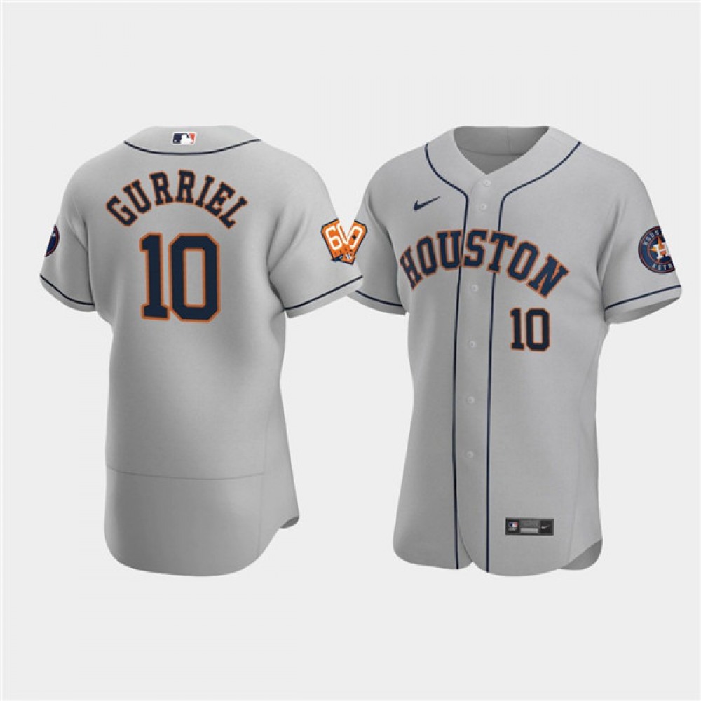Men's Houston Astros #10 Yuli Gurriel Grey 60th Anniversary Flex Base Stitched Baseball Jersey Men's Houston Astros #10 Yuli Gurriel Grey 60th Anniversary Flex Base Stitched Baseball Jersey