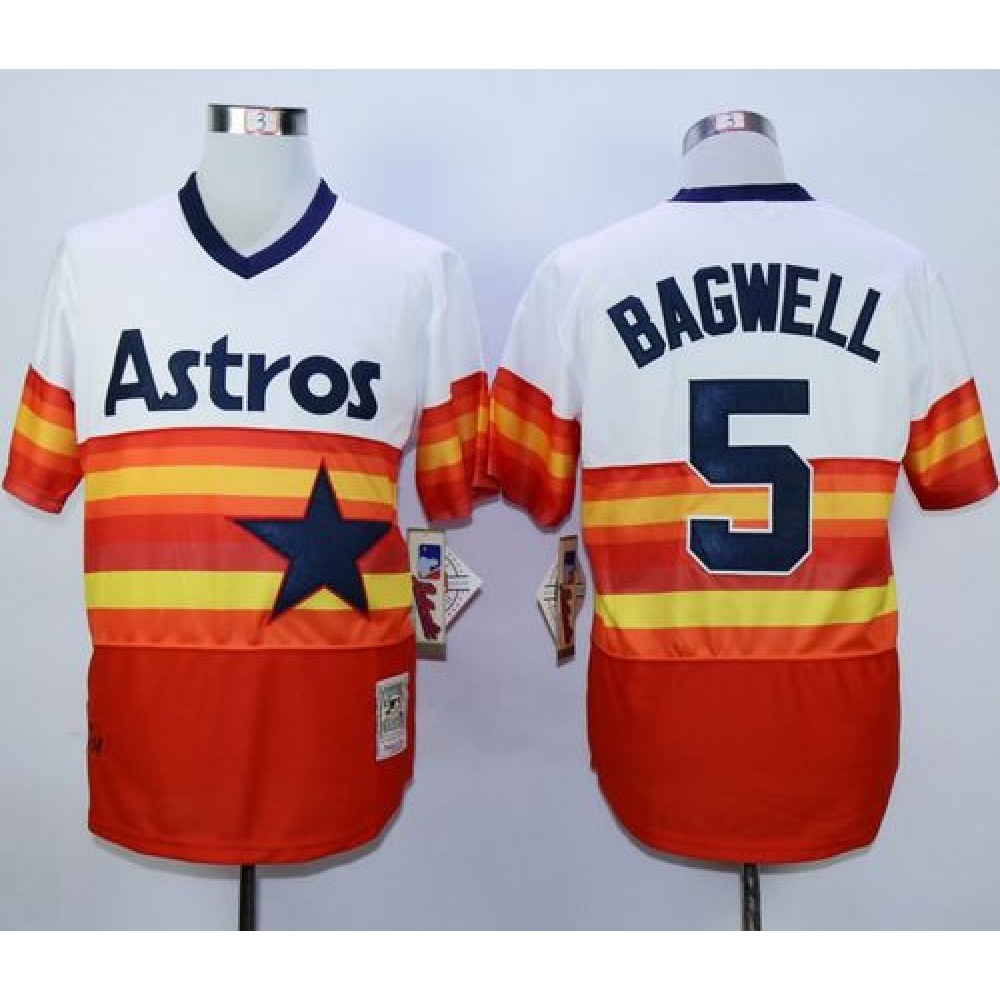 Mitchell And Ness 1980 Astros #5 Jeff Bagwell White/Orange Throwback Stitched MLB Jersey Mitchell And Ness 1980 Astros #5 Jeff Bagwell White/Orange Throwback Stitched MLB Jersey