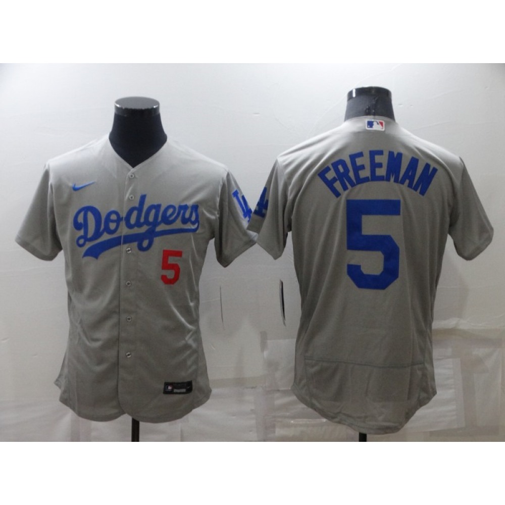 Men's Los Angeles Dodgers #5 Freddie Freeman Grey Flex Base Stitched Jersey Men's Los Angeles Dodgers #5 Freddie Freeman Grey Flex Base Stitched Jersey