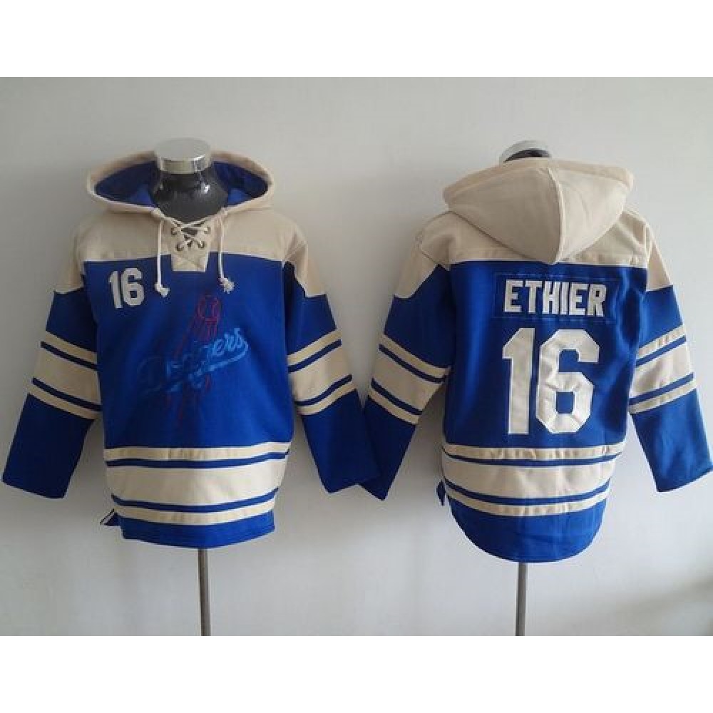 Dodgers #16 Andre Ethier Blue Sawyer Hooded Sweatshirt MLB Hoodie Dodgers #16 Andre Ethier Blue Sawyer Hooded Sweatshirt MLB Hoodie