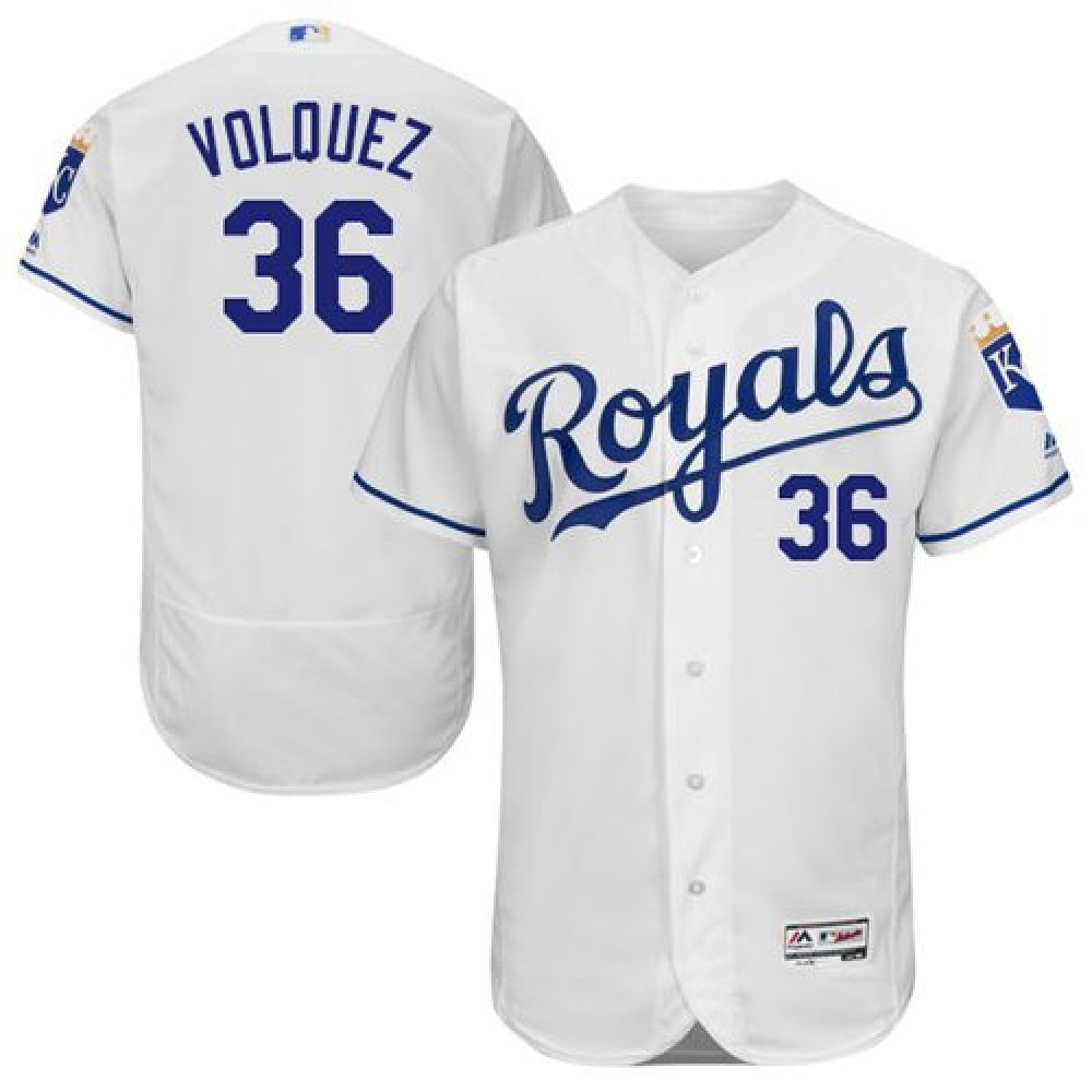 Royals #36 Edinson Volquez White Flexbase Authentic Collection Stitched MLB Jersey Royals #36 Edinson Volquez White Flexbase Authentic Collection Stitched MLB Jersey