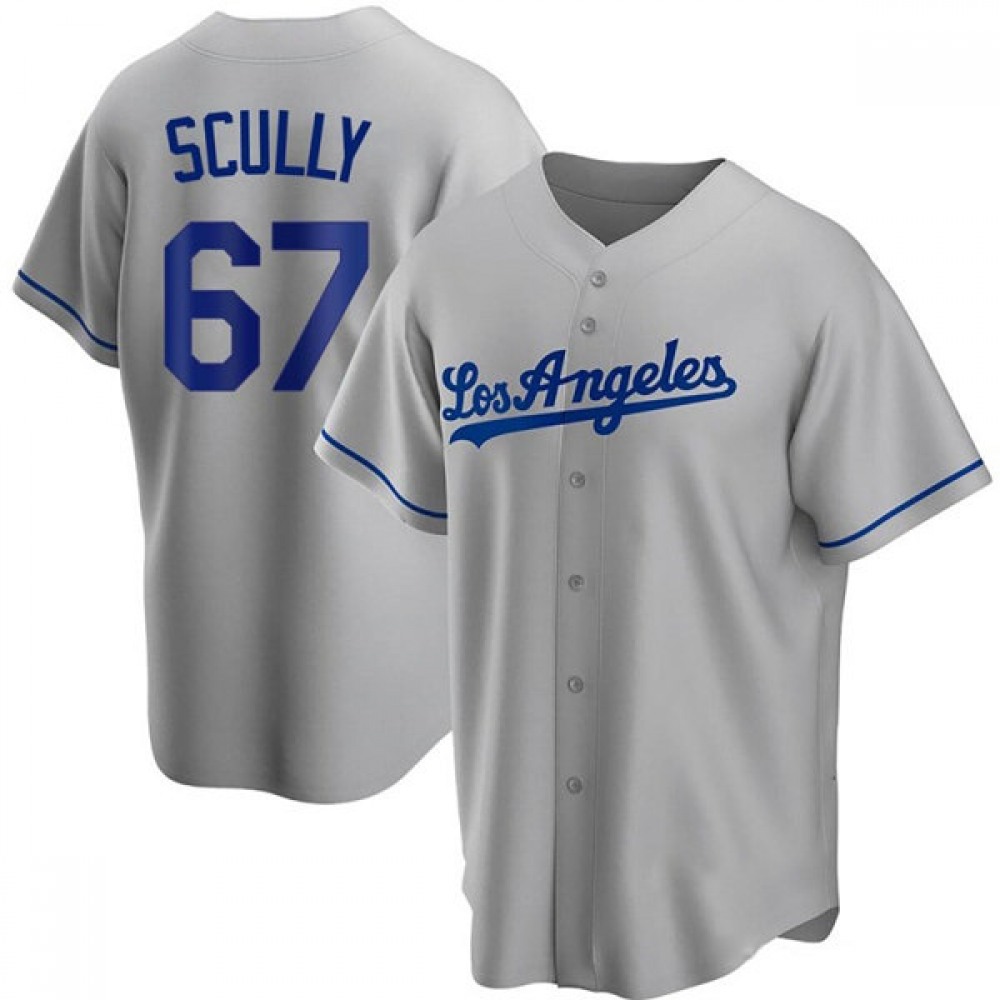Men's Los Angeles Dodgers #67 Vin Scully Grey Cool Base Stitched Baseball Jersey Men's Los Angeles Dodgers #67 Vin Scully Grey Cool Base Stitched Baseball Jersey