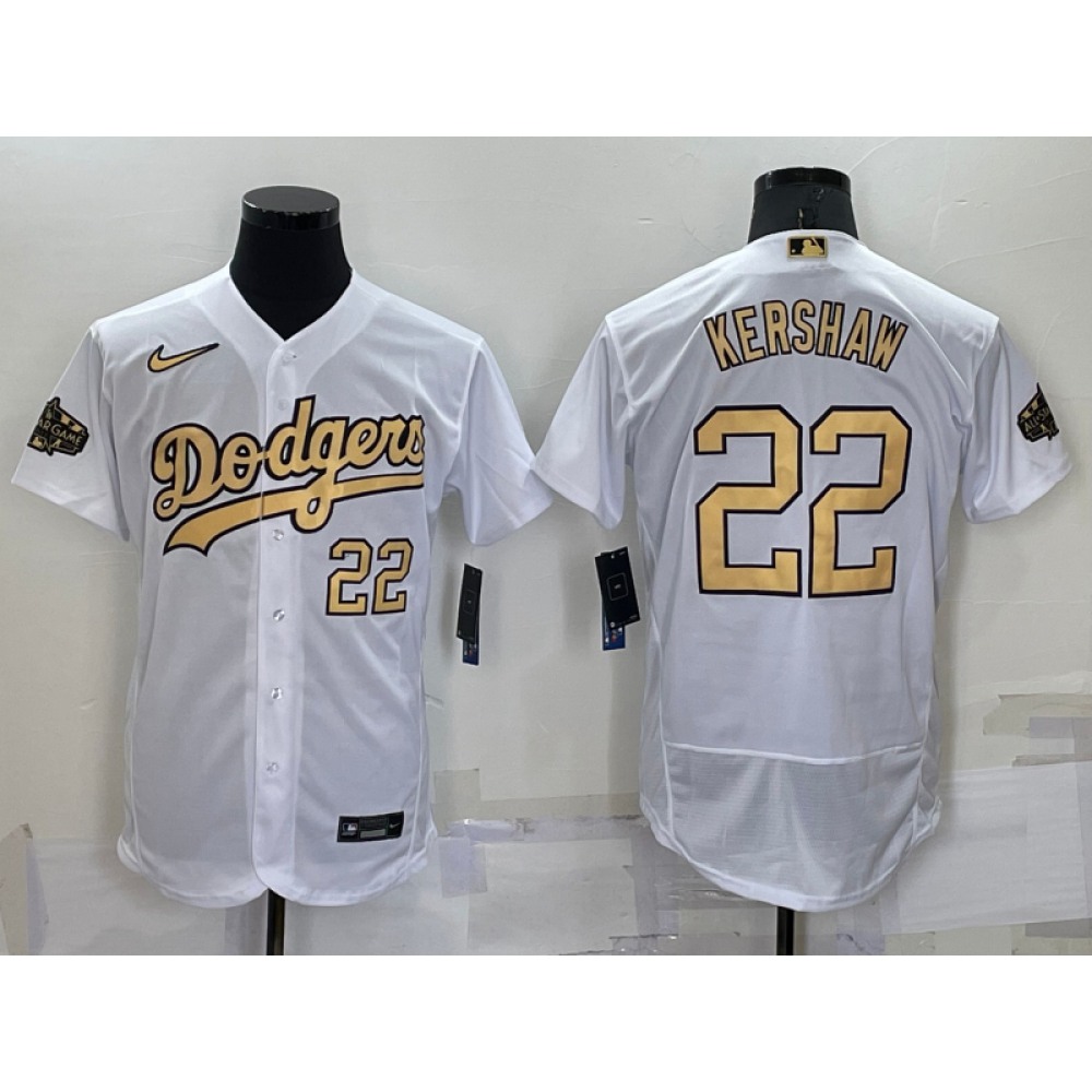 Men's Los Angeles Dodgers #22 Clayton Kershaw 2022 All-Star White Flex Base Stitched Baseball Jersey Men's Los Angeles Dodgers #22 Clayton Kershaw 2022 All-Star White Flex Base Stitched Baseball Jersey