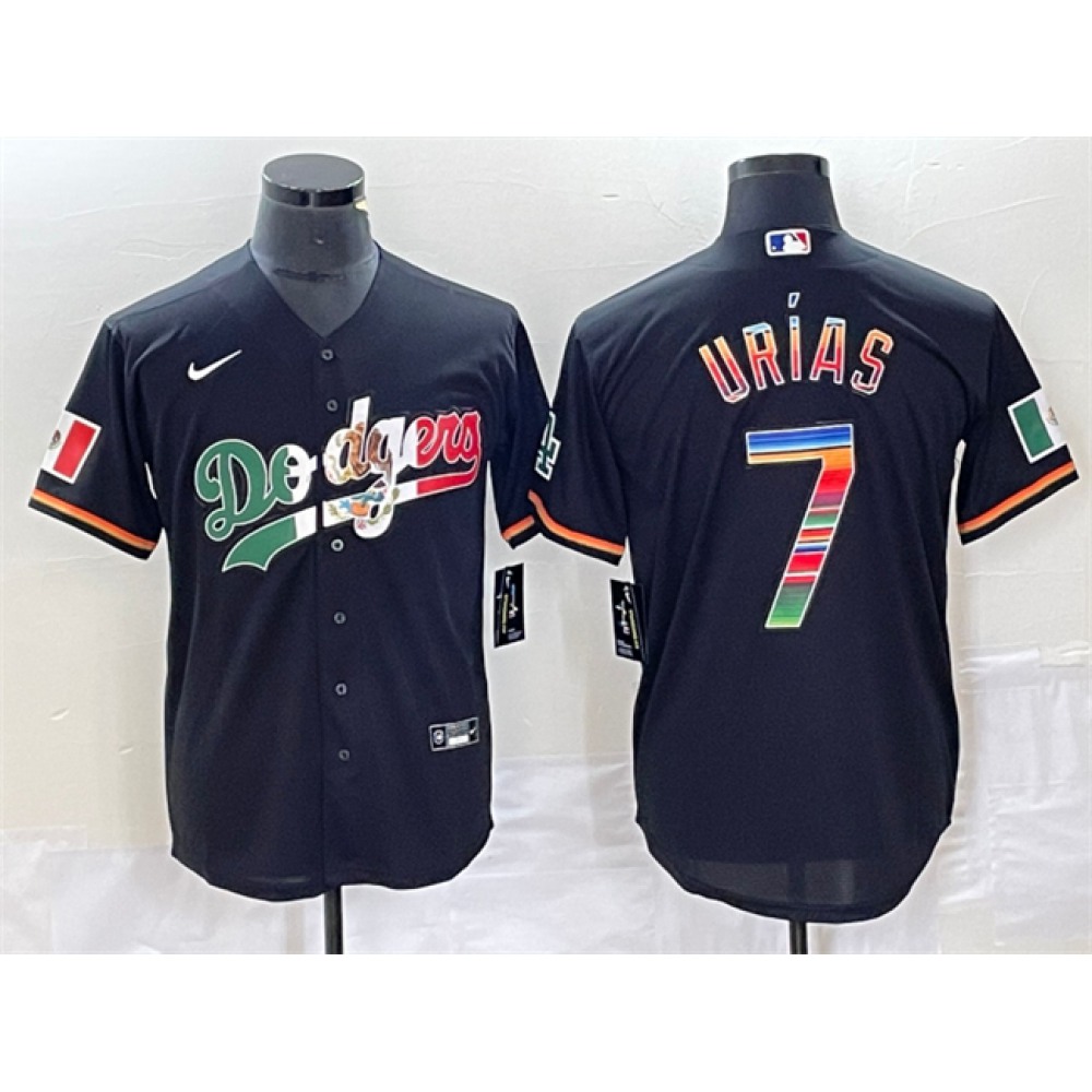 Men's Los Angeles Dodgers #7 Julio Urias Black Mexico Cool Base Stitched Jersey Men's Los Angeles Dodgers #7 Julio Urias Black Mexico Cool Base Stitched Jersey