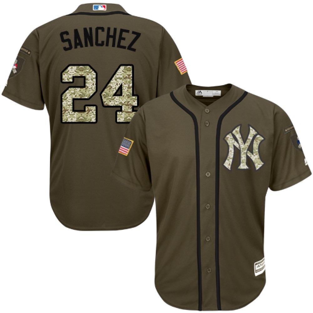 Yankees #24 Gary Sanchez Green Salute to Service Stitched Youth MLB Jersey Yankees #24 Gary Sanchez Green Salute to Service Stitched Youth MLB Jersey