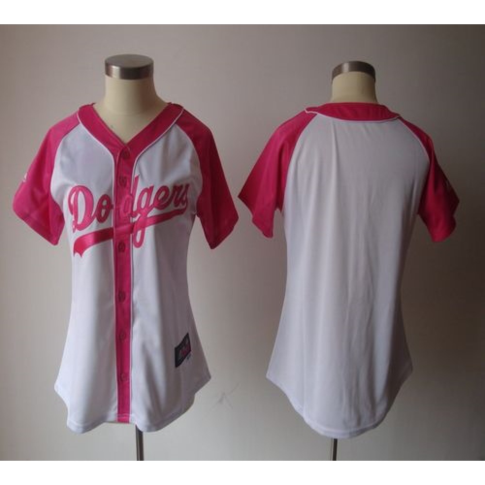 Dodgers Blank White/Pink Women's Splash Fashion Stitched MLB Jersey Dodgers Blank White/Pink Women's Splash Fashion Stitched MLB Jersey