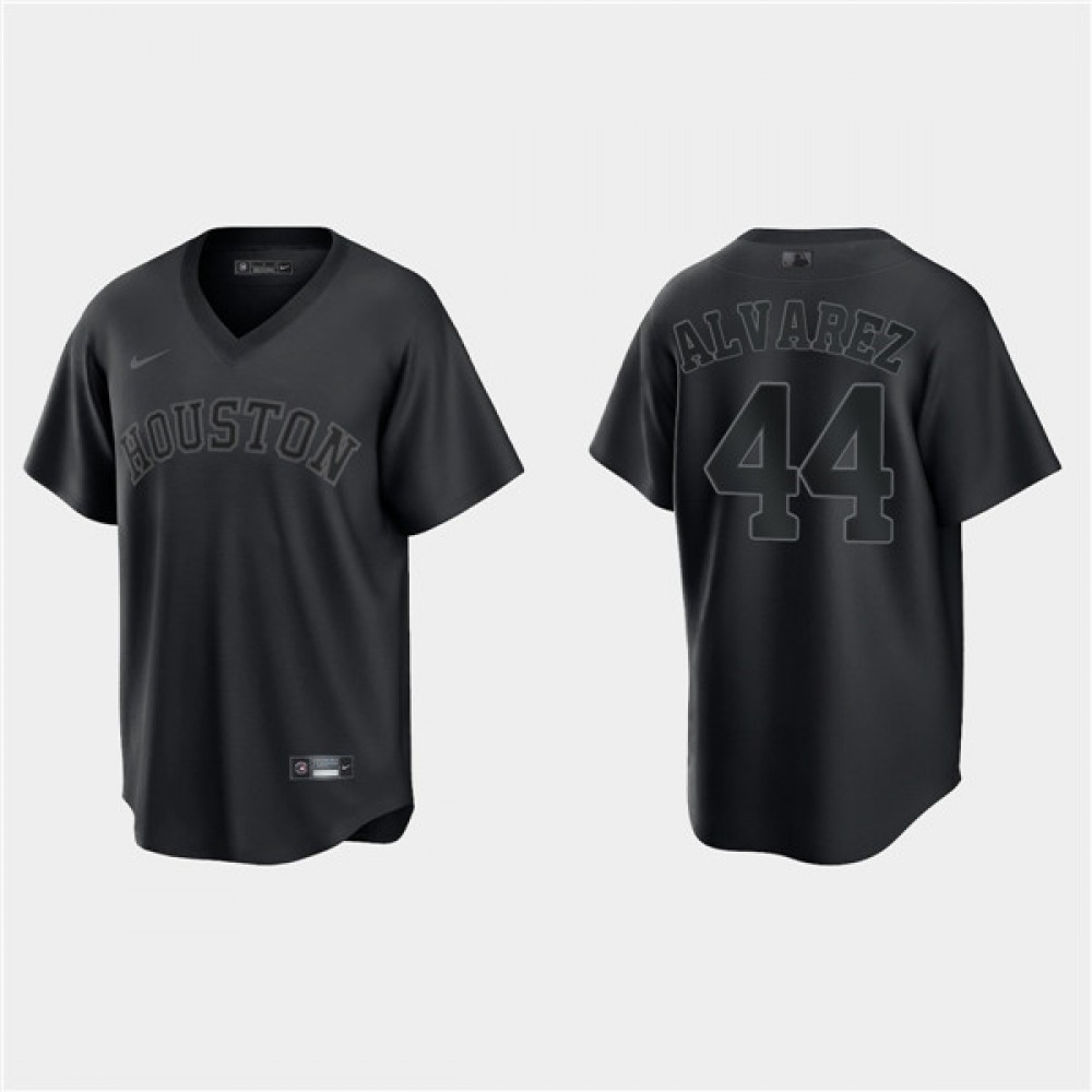 Men's Houston Astros #44 Yordan Alvarez Black Pitch Black Fashion Replica Stitched Jersey
