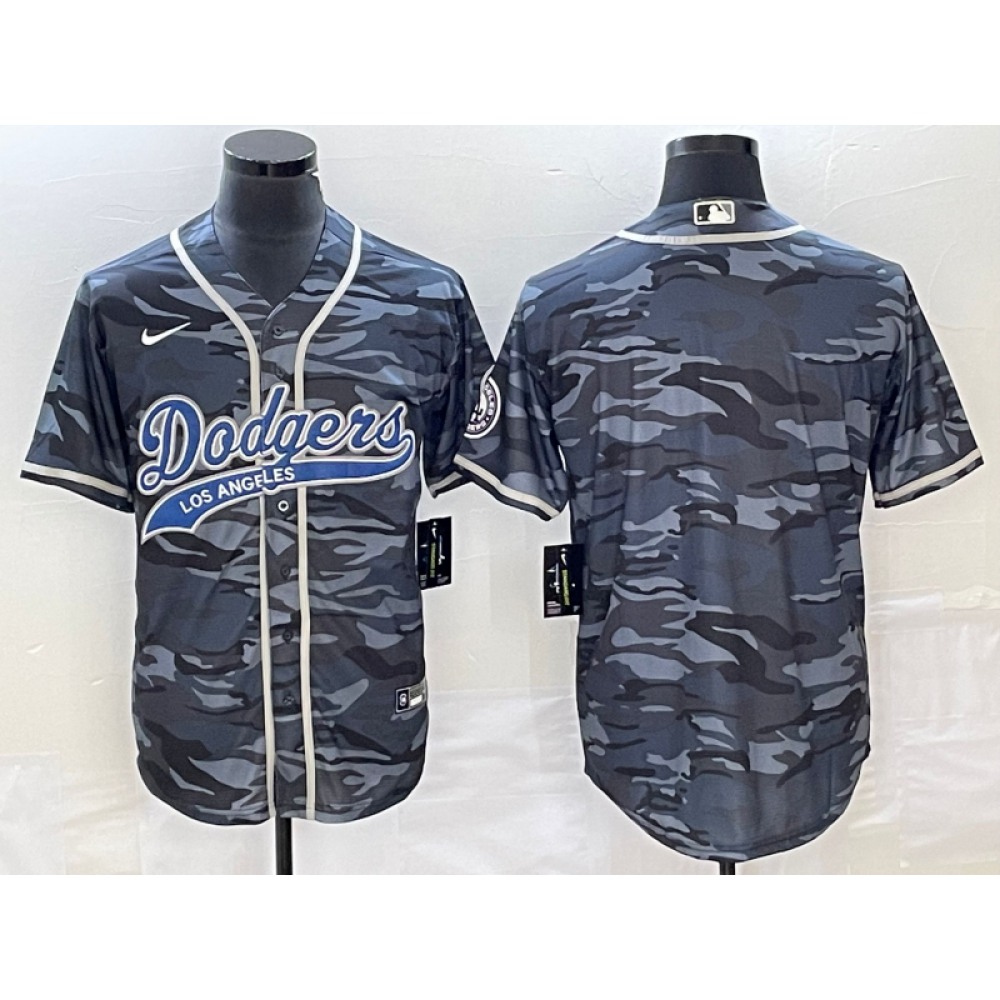 Men's Los Angeles Dodgers Blank Gray Camo Cool Base With Patch Stitched Baseball Jersey Men's Los Angeles Dodgers Blank Gray Camo Cool Base With Patch Stitched Baseball Jersey