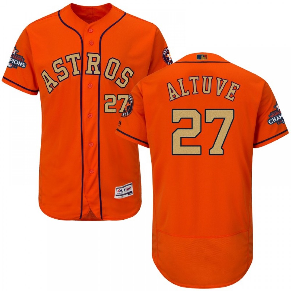 Men's Houston Astros #27 Jose Altuve Orange 2018 Gold Program Flexbase Stitched MLB Jersey Men's Houston Astros #27 Jose Altuve Orange 2018 Gold Program Flexbase Stitched MLB Jersey