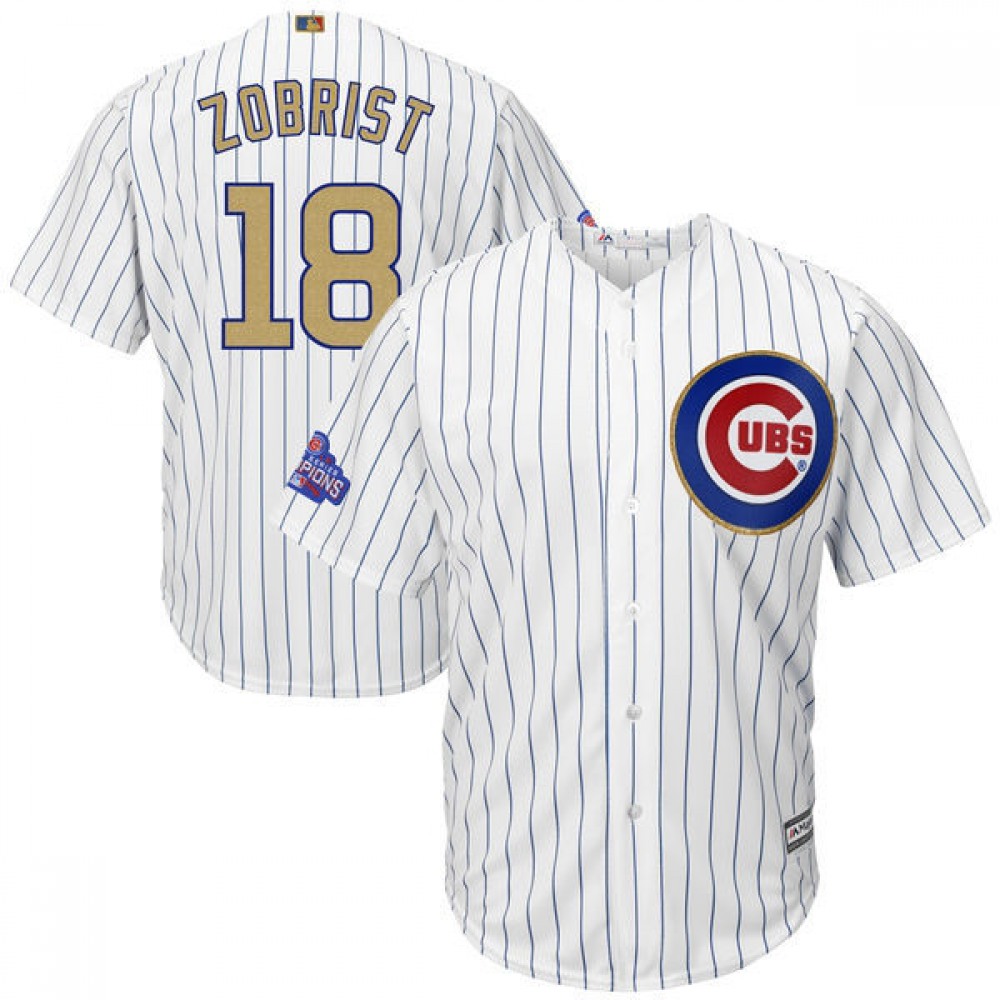 Men's Chicago Cubs #18 Ben Zobrist Majestic White 2017 Gold Program Cool Base Player Stitched MLB Jersey Men's Chicago Cubs #18 Ben Zobrist Majestic White 2017 Gold Program Cool Base Player Stitched MLB Jersey