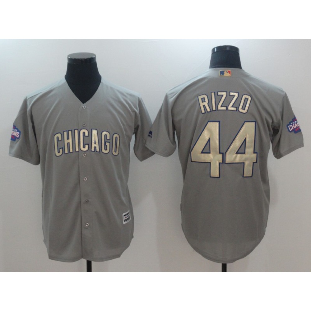 Men's Chicago Cubs #44 Anthony Rizzo World Series Champions Grey Program Cool Base Stitched MLB Jersey Men's Chicago Cubs #44 Anthony Rizzo World Series Champions Grey Program Cool Base Stitched MLB Jersey