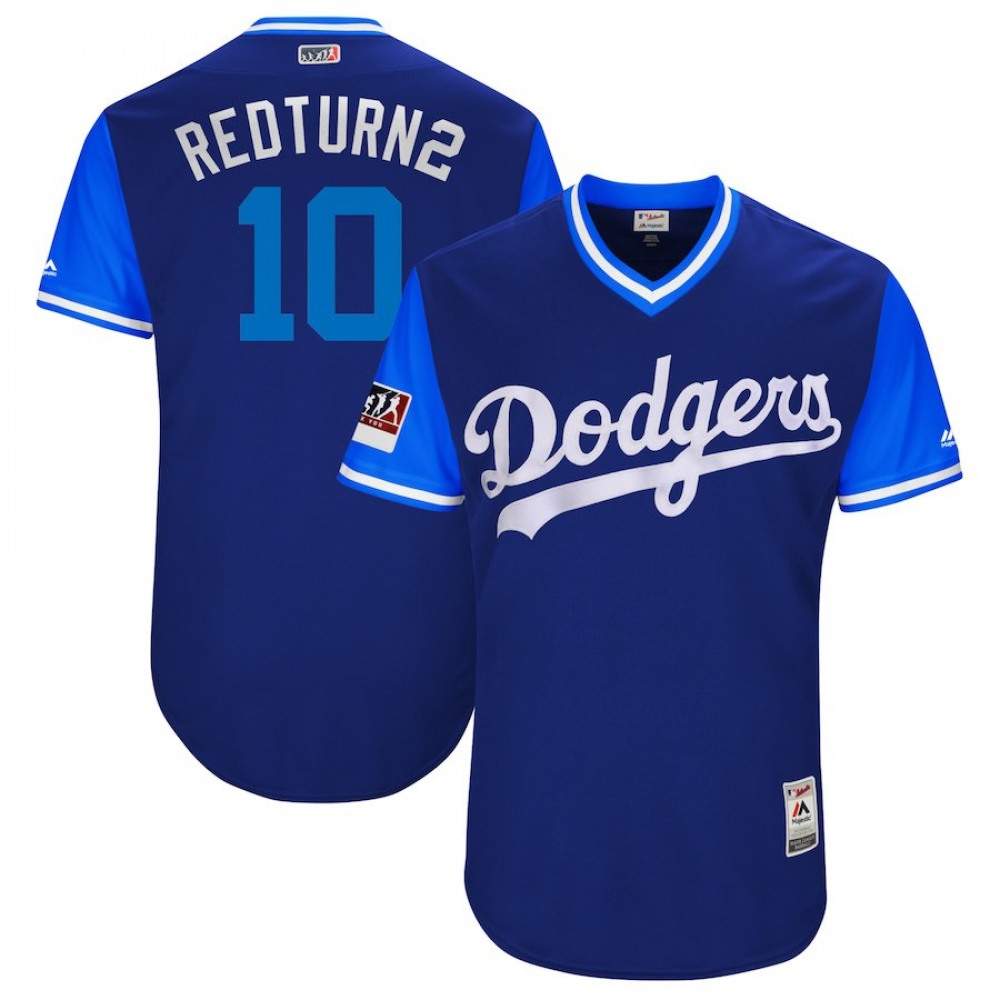 Men's Los Angeles Dodgers #10 Justin Turner "Redturn2" Majestic Royal/Light Blue 2018 Players' Weekend Stitched MLB Jersey Men's Los Angeles Dodgers #10 Justin Turner "Redturn2" Majestic Royal/Light Blue 2018 Players' Weekend Stitched MLB Jersey