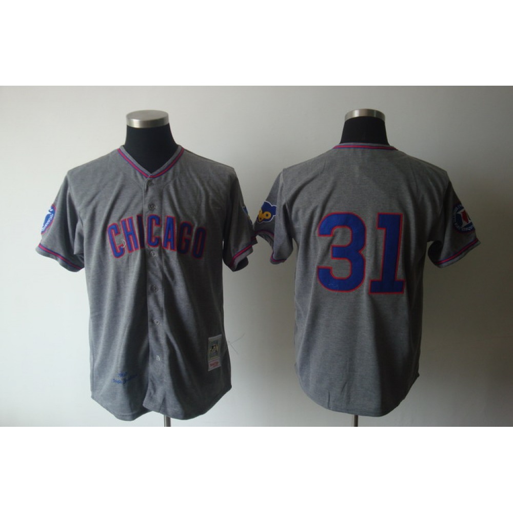 Mitchell And Ness 1968 Cubs #31 Fergie Jenkins Grey Stitched Throwback MLB Jersey