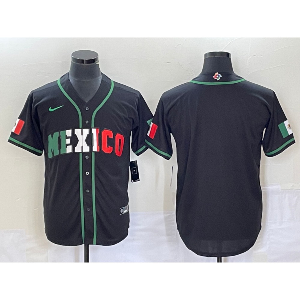 Men's Mexico Baseball Blank 2023 Black World Baseball With Patch Classic Stitched Jersey Men's Mexico Baseball Blank 2023 Black World Baseball With Patch Classic Stitched Jersey