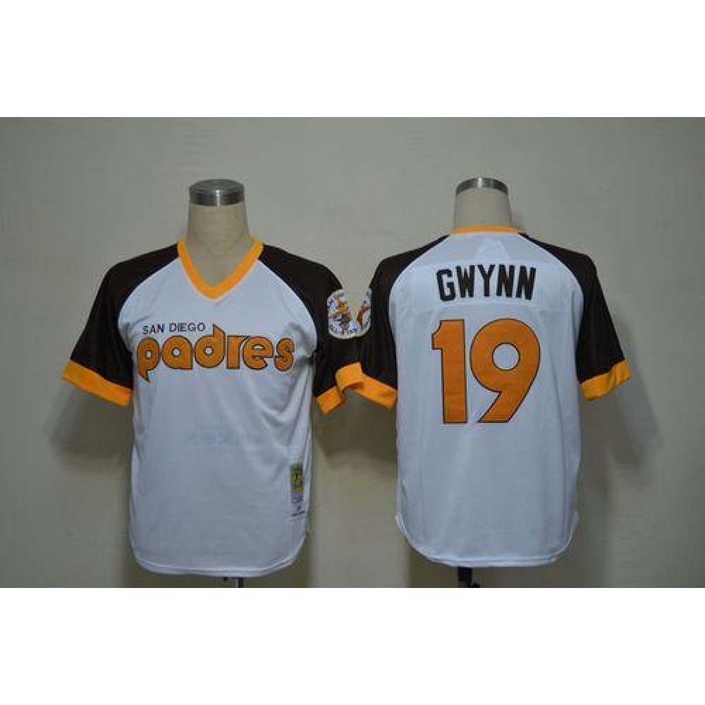 Mitchell And Ness Padres #19 Tony Gwynn White Throwback Stitched MLB Jersey