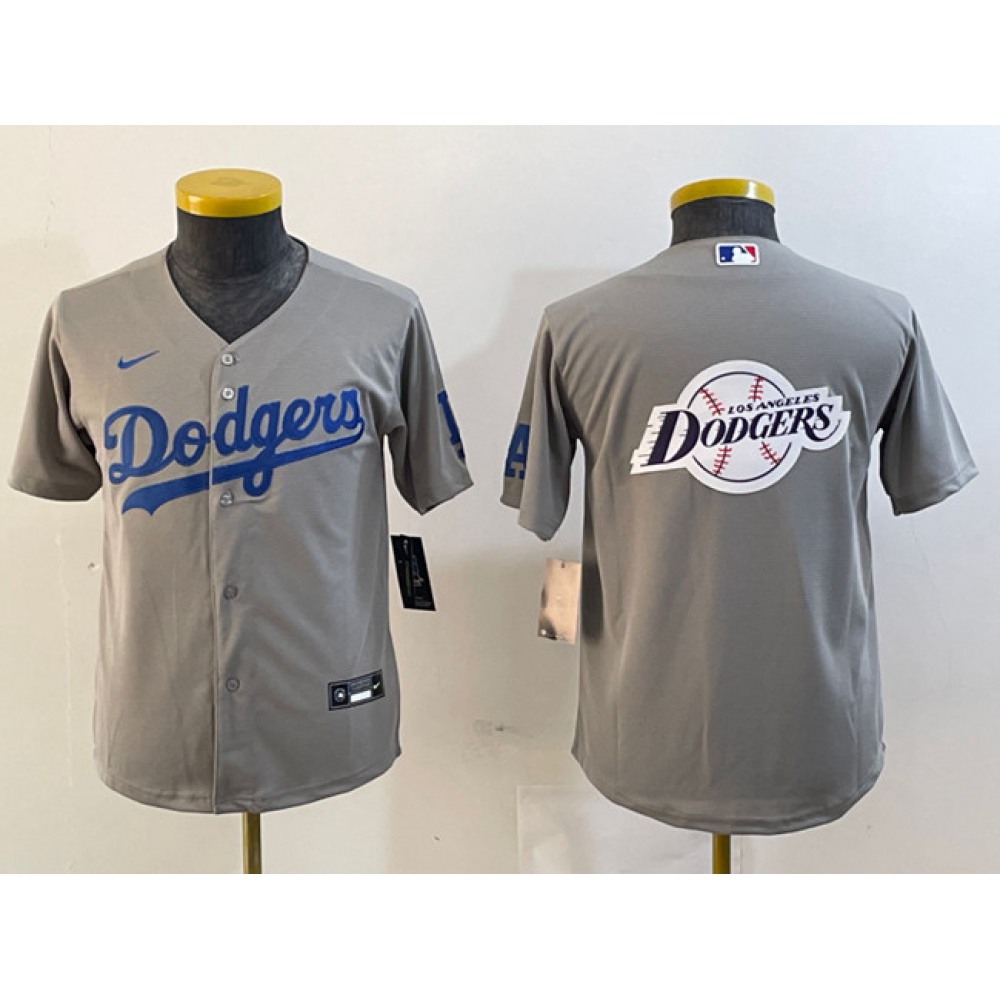 Youth Los Angeles Dodgers Grey Team Big Logo Stitched Jersey Youth Los Angeles Dodgers Grey Team Big Logo Stitched Jersey