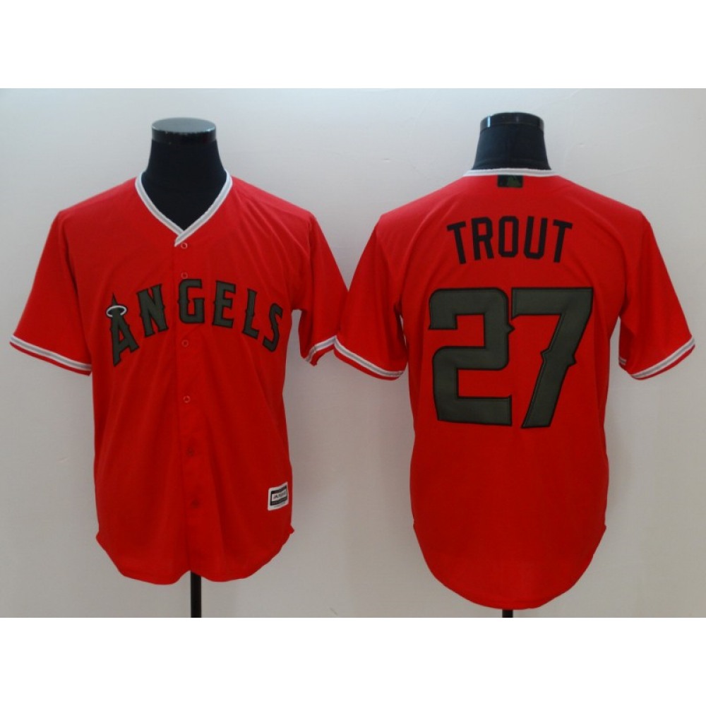 Men's MLB Los Angeles Angels #27 Mike Trout Red 2018 Memorial Day Cool Base Stitched Jersey Men's MLB Los Angeles Angels #27 Mike Trout Red 2018 Memorial Day Cool Base Stitched Jersey