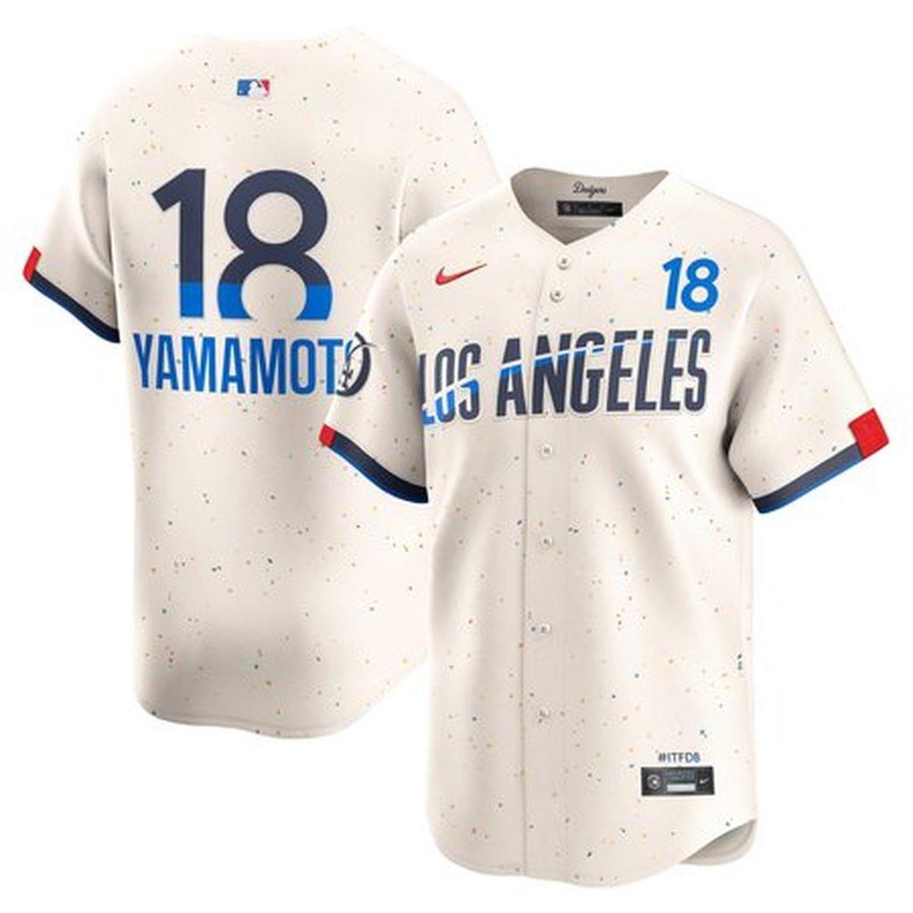 Men's Los Angeles Dodgers #18 Yoshinobu Yamamoto Nike Cream 2024 City Connect Limited Player Jersey Men's Los Angeles Dodgers #18 Yoshinobu Yamamoto Nike Cream 2024 City Connect Limited Player Jersey