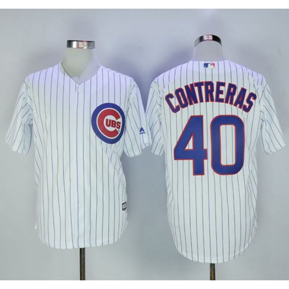 Cubs #40 Willson Contreras White Strip New Cool Base Stitched MLB Jersey Cubs #40 Willson Contreras White Strip New Cool Base Stitched MLB Jersey