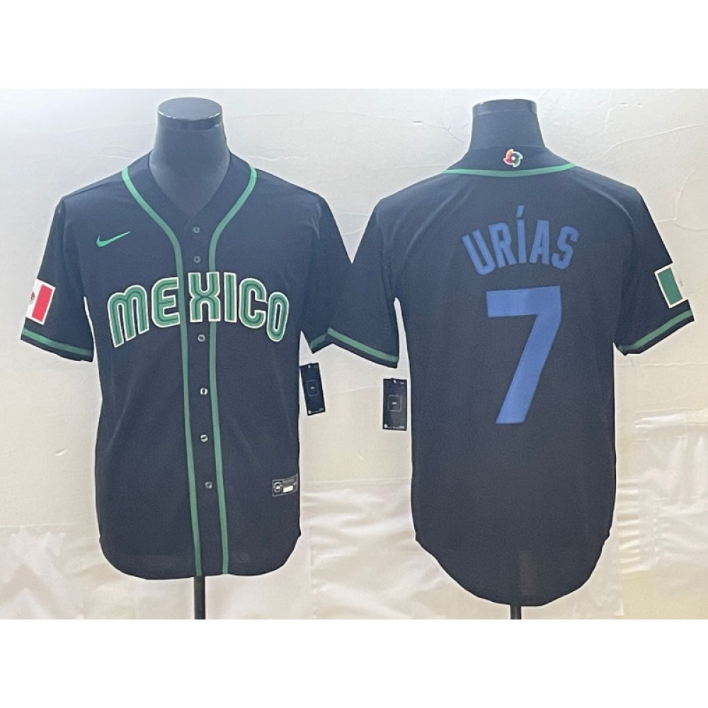 Men's Mexico Baseball #7 Julio Urias 2023 Black World Baseball Classic Stitched Jersey Men's Mexico Baseball #7 Julio Urias 2023 Black World Baseball Classic Stitched Jersey