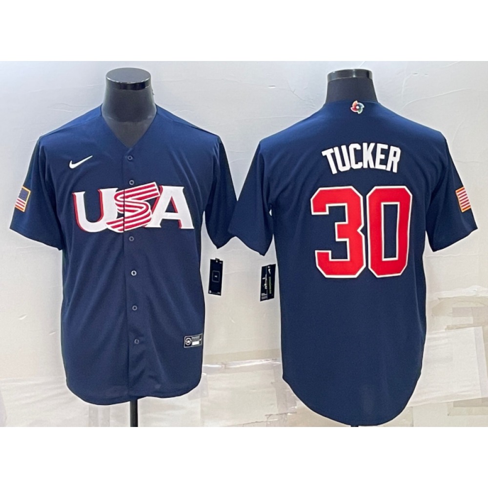 Men's USA Baseball #30 Kyle Tucker 2023 Navy World Baseball Classic Stitched Jersey Men's USA Baseball #30 Kyle Tucker 2023 Navy World Baseball Classic Stitched Jersey