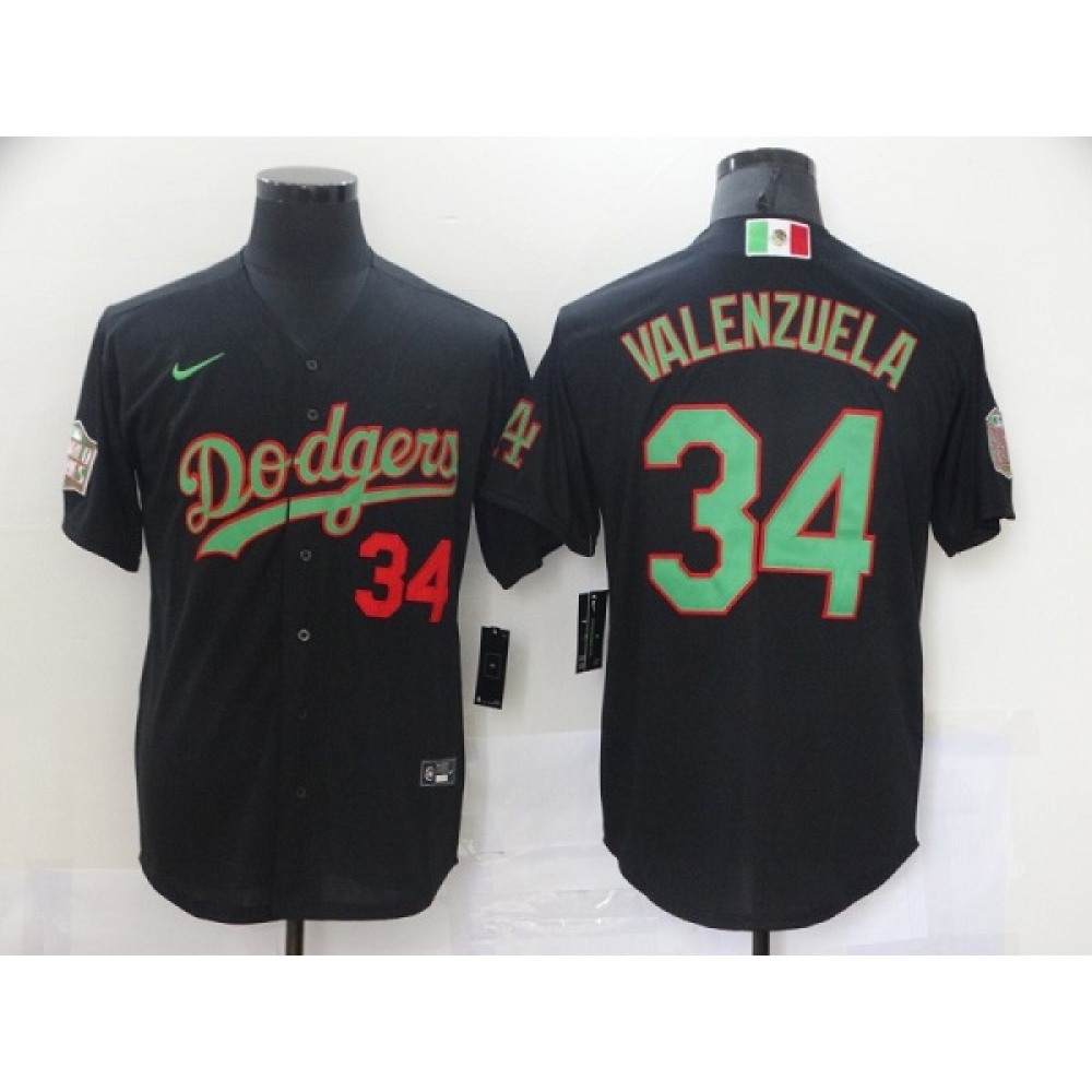 Men's Los Angeles Dodgers #34 Toro Valenzuela Black Green Mexico 2020 World Series Stitched Jersey Men's Los Angeles Dodgers #34 Toro Valenzuela Black Green Mexico 2020 World Series Stitched Jersey