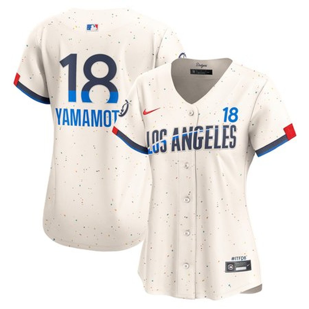 Women's Los Angeles Dodgers #18 Yoshinobu Yamamoto Nike Cream 2024 City Connect Limited Player Jersey Women's Los Angeles Dodgers #18 Yoshinobu Yamamoto Nike Cream 2024 City Connect Limited Player Jersey