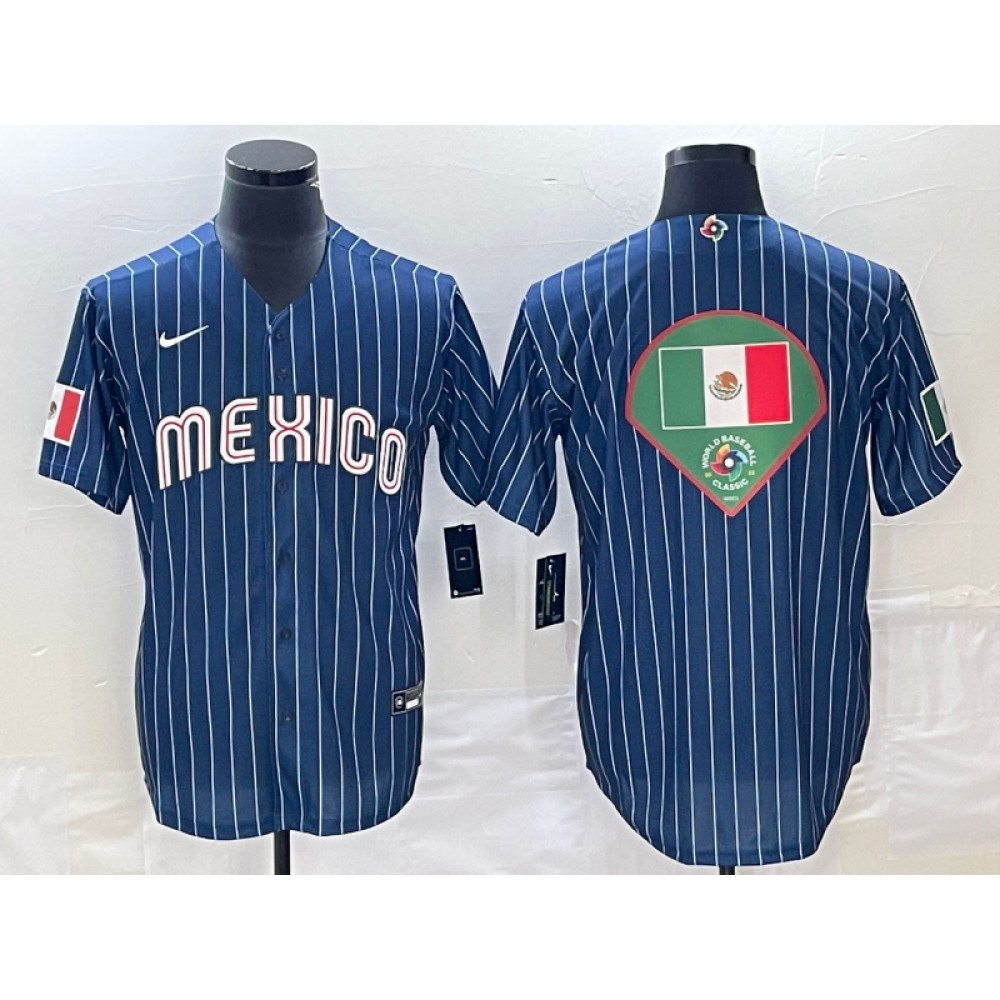 Men's Mexico Baseball Navy Team Big Logo World Baseball Classic Stitched Jersey 003 Men's Mexico Baseball Navy Team Big Logo World Baseball Classic Stitched Jersey 003