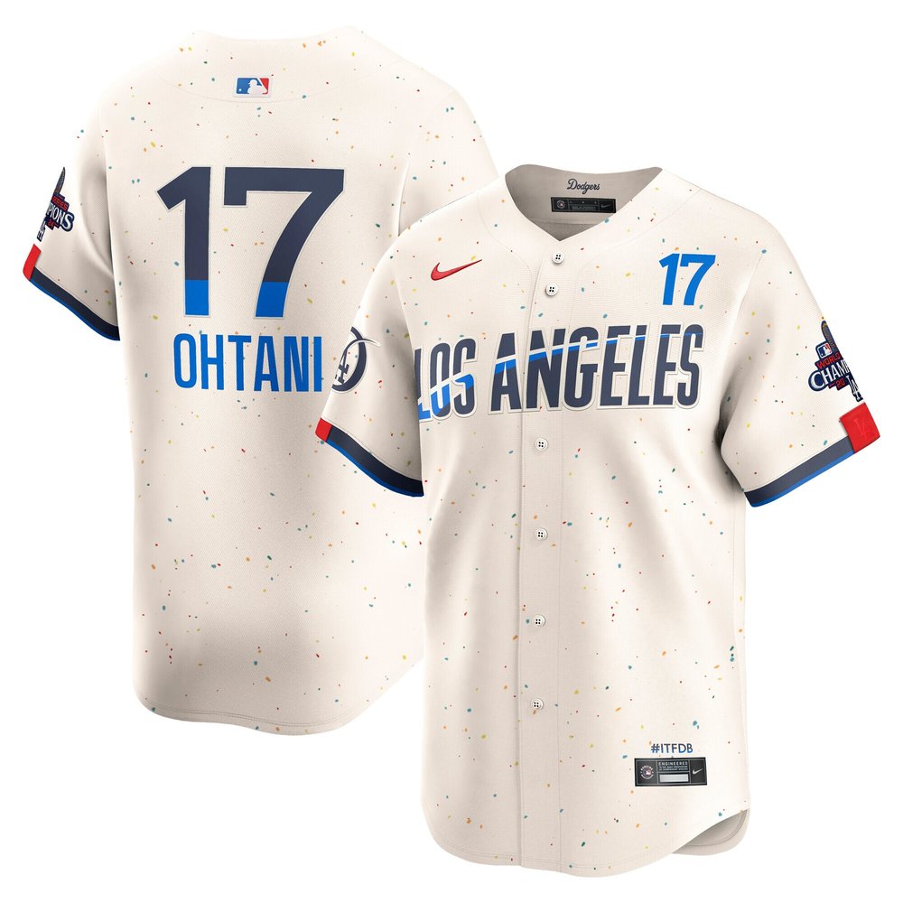 Men's Los Angeles Dodgers Shohei Ohtani Nike Cream 2024 World Series Champions City Connect Limited Player Jersey Men's Los Angeles Dodgers Shohei Ohtani Nike Cream 2024 World Series Champions City Connect Limited Player Jersey