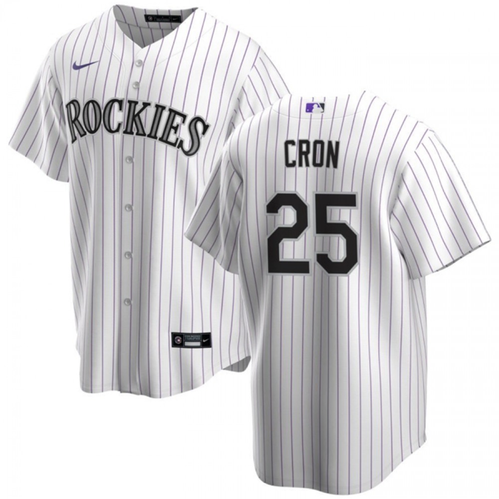 Men's Colorado Rockies #25 C.J. Cron White Stitched Baseball Jersey Men's Colorado Rockies #25 C.J. Cron White Stitched Baseball Jersey