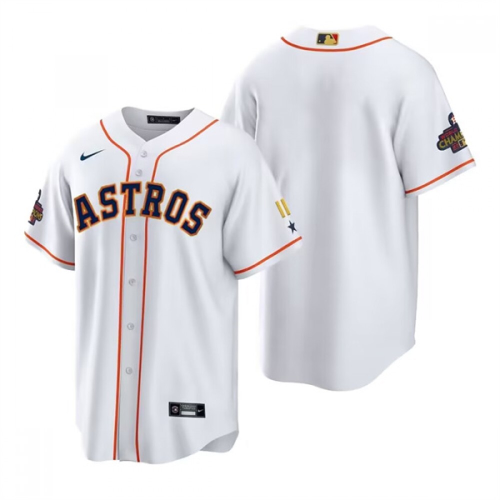 Men's Houston Astros Blank White Gold 2022 World Series Champions Stitched Baseball Jersey Men's Houston Astros Blank White Gold 2022 World Series Champions Stitched Baseball Jersey