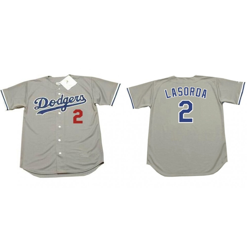 Men's Los Angeles Dodgers #2 Tommy Lasorda Grey Stitched MLB Jersey Men's Los Angeles Dodgers #2 Tommy Lasorda Grey Stitched MLB Jersey