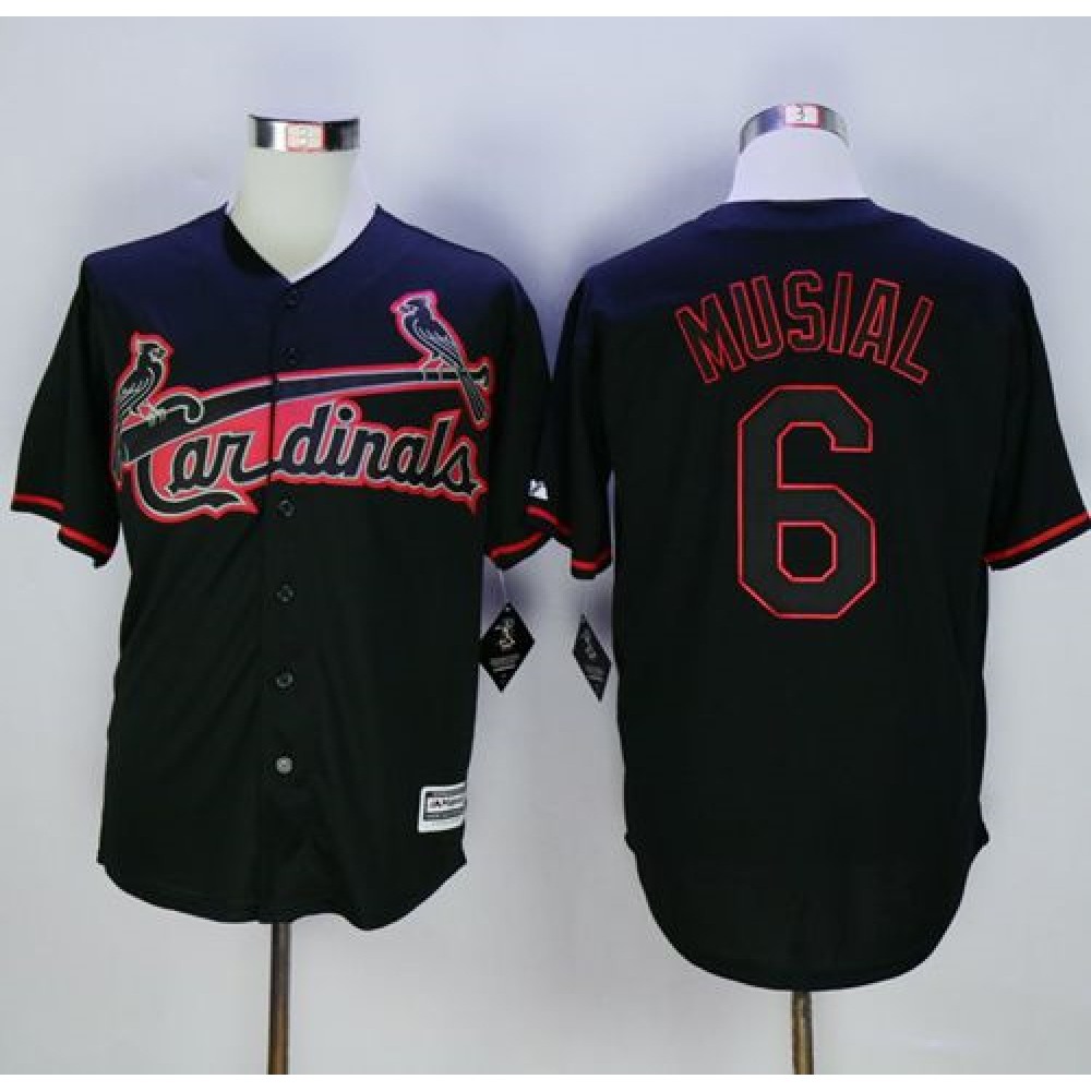 Cardinals #6 Stan Musial Black New Cool Base Fashion Stitched MLB Jersey