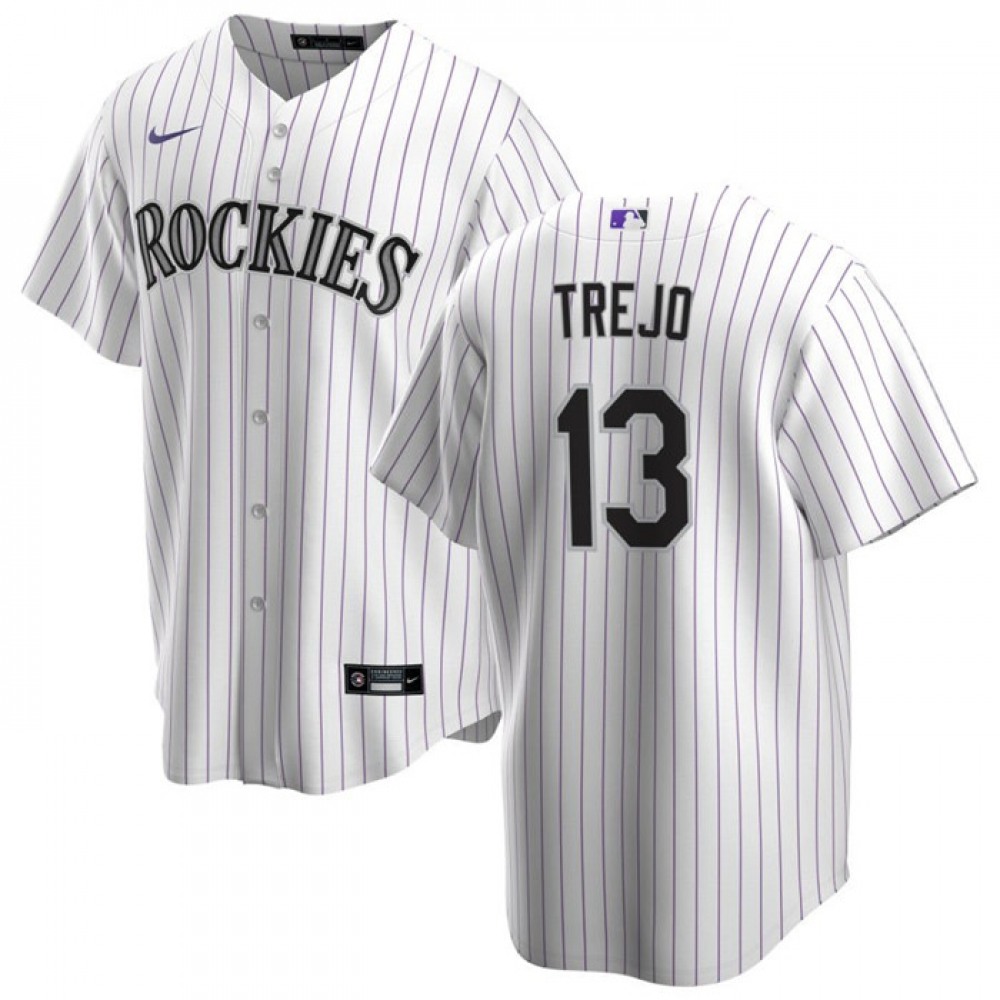 Men's Colorado Rockies #13 Alan Trejo White Stitched Baseball Jersey Men's Colorado Rockies #13 Alan Trejo White Stitched Baseball Jersey
