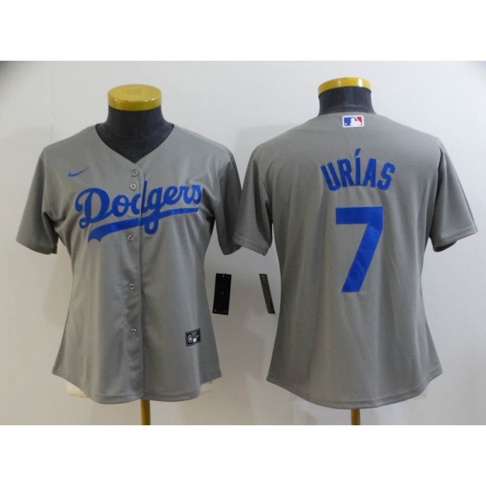 Women's Los Angeles Dodgers #7 Julio Urias Grey Cool Base Stitched Jersey(Run Small) Women's Los Angeles Dodgers #7 Julio Urias Grey Cool Base Stitched Jersey(Run Small)