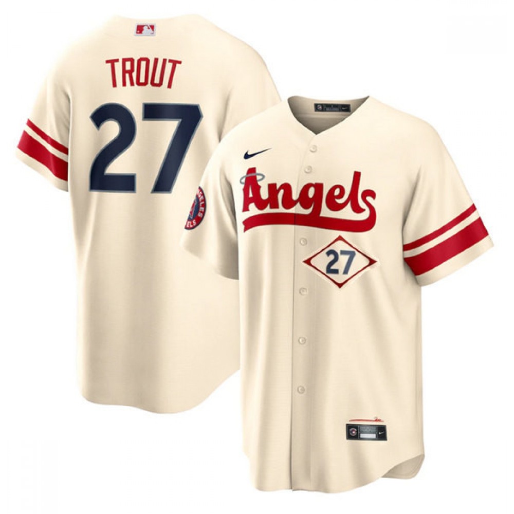 Youth Los Angeles Angels #27 Mike Trout 2022 Cream City Connect Stitched Jersey Youth Los Angeles Angels #27 Mike Trout 2022 Cream City Connect Stitched Jersey